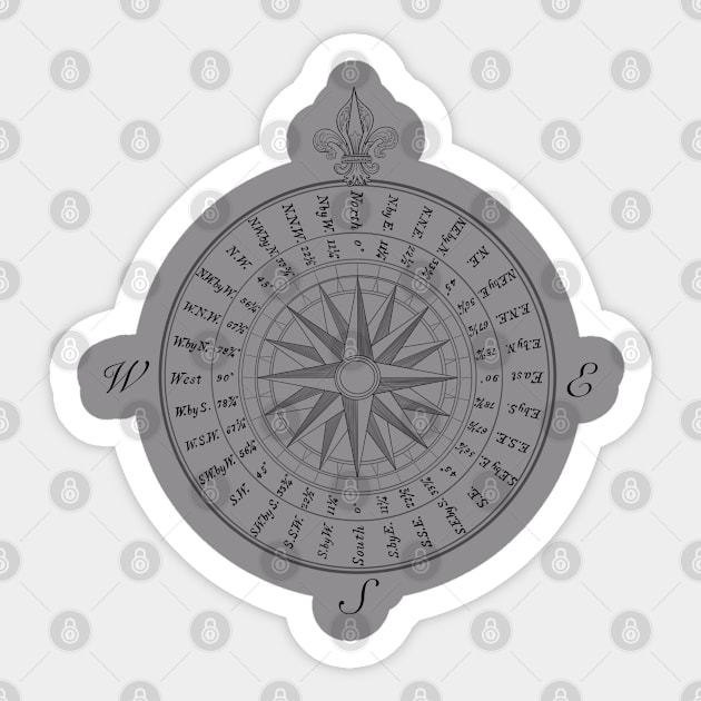 Elegant Nautical Compass Rose Sticker by abbottcartoons